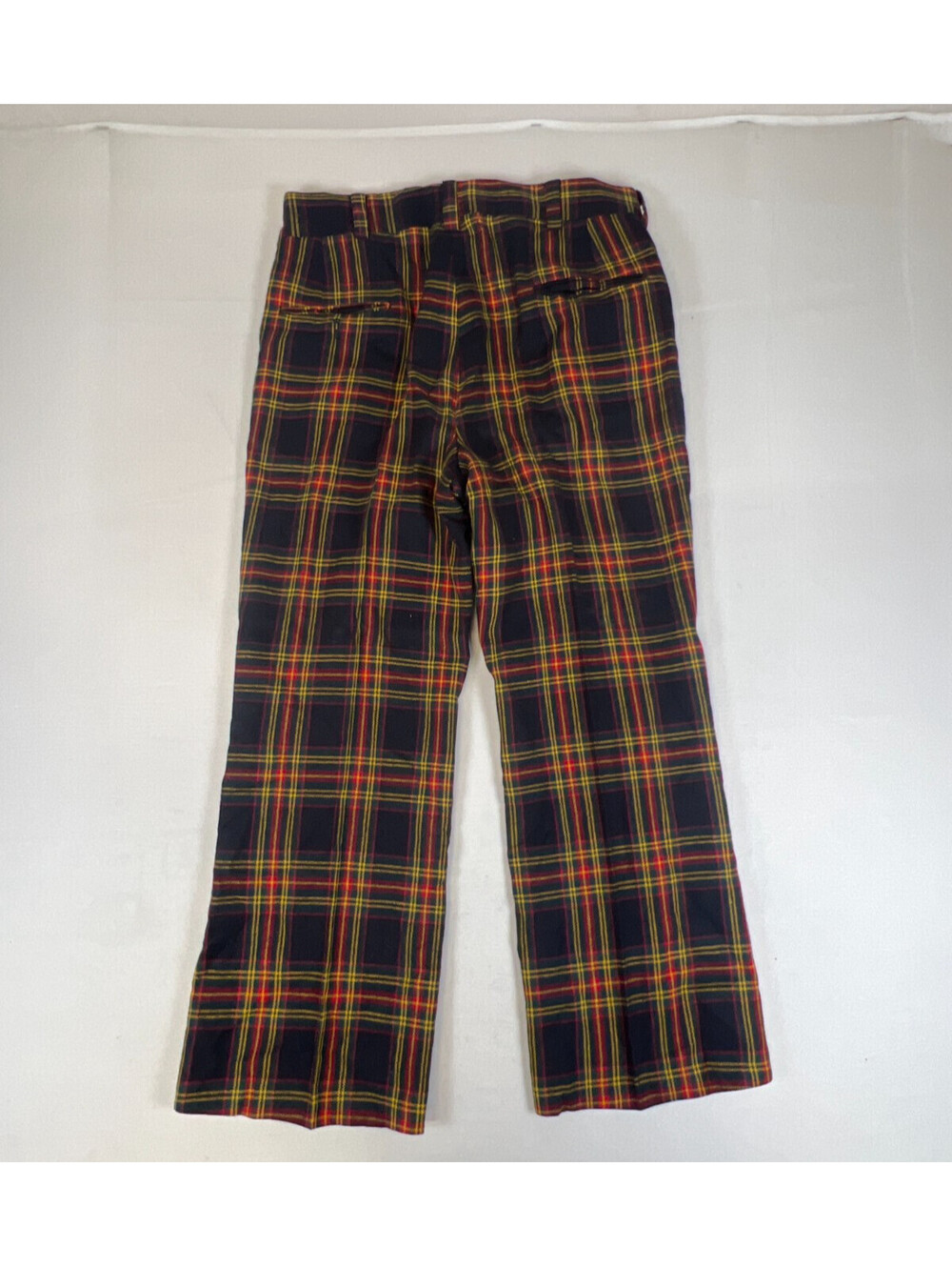 John Pomer Men 32x28 Black Multi Tartan Plaid Vintage Wool Dress Trousers - Picture 5 of 9